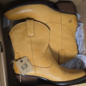 Yellow Leather Western Boots